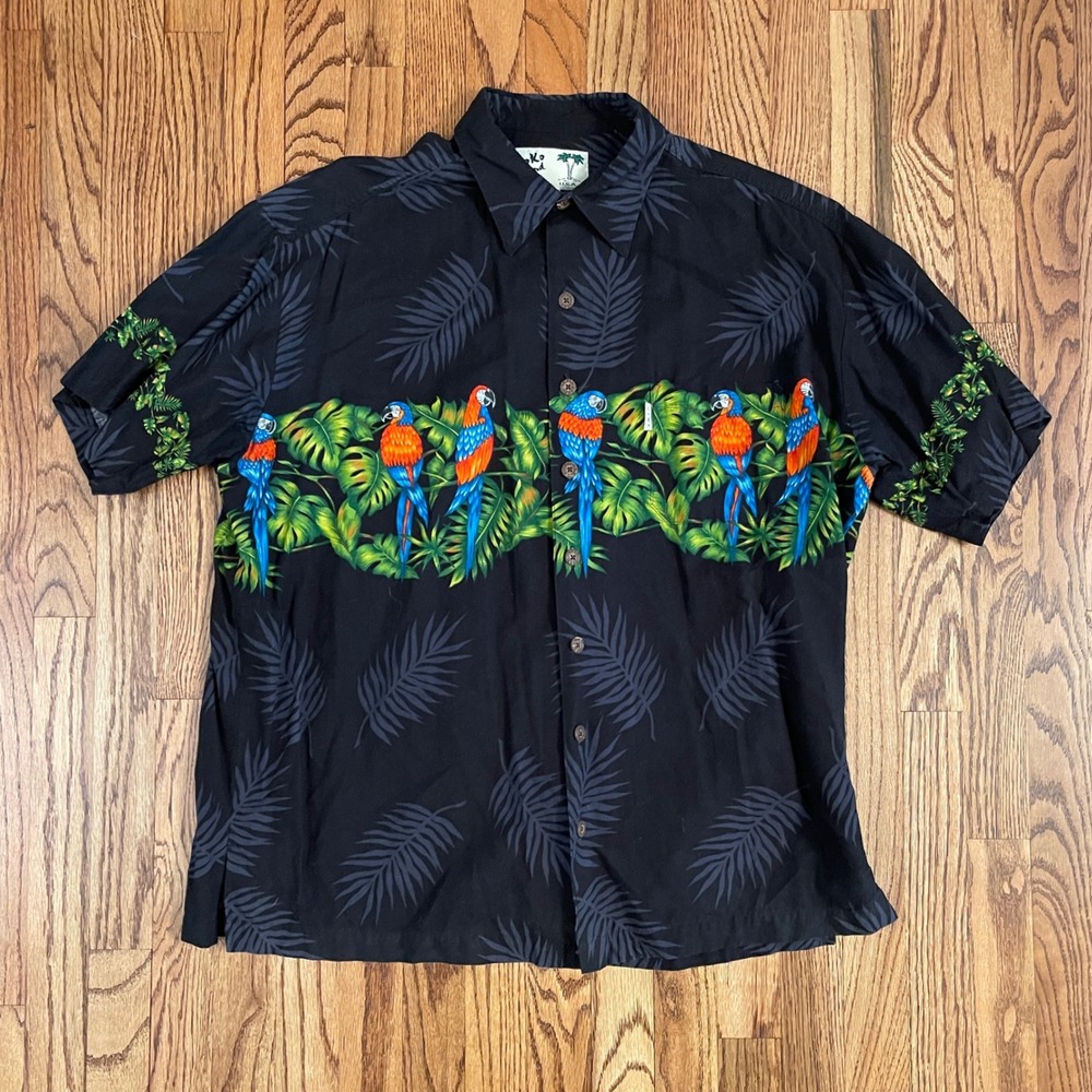Koko Island Parrot Hawaiian Shirt‎ Tropical Print Button Up XL